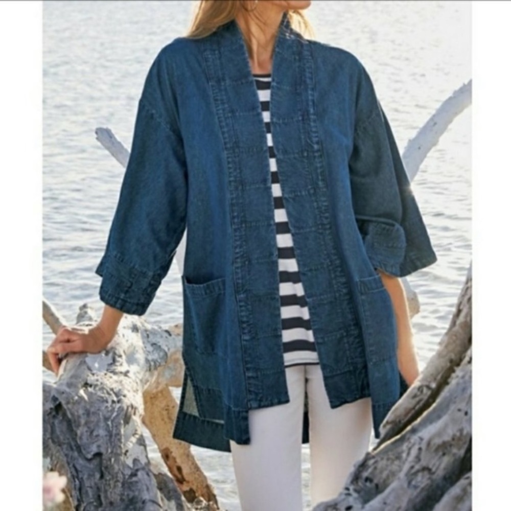 Soft Surroundings Amadi Denim Kimono Jacket S/M
